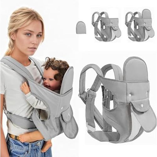 4-in-1 Baby Carrier Newborn to Toddler, Infant Carrier Ergonomic Adjustable Holder Portable Convertible Front and Back Backpack Carry for Infants Toddlers Babies 8-45 Pounds (Silver)