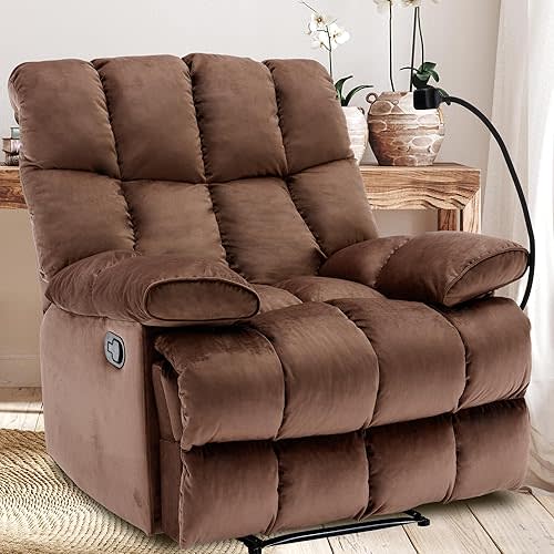 Oversized Recliner Chair, Big Mans Recliner Chairs for Adults 400LBS, Extra Wide Recliners for Tall Man, Large Recliner Chair for Living Room, Brown