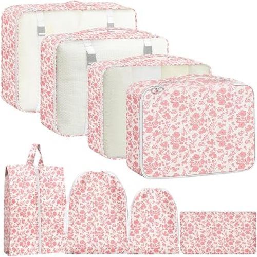 Packing Cubes for Travel - 8 Set Luggage Organizer Bags for Family, Mesh Breathable Packing Cubes for Suitcases Durable Travel Essentials Bags Set