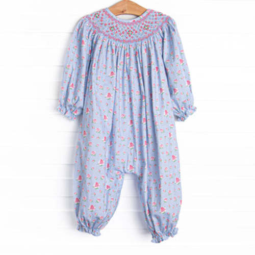 Rebecca Rosebud Smocked Romper, Blue – Stitchy Fish