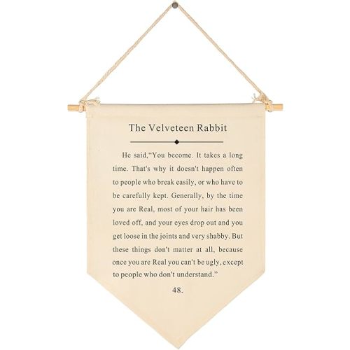 The Velveteen Rabbit-Hanging Wall Decor Gift for Baby Boys Girls Kids-Canvas Hanging Pennant Banner Wall Decor Gift for Nursery Classroom Baby Room Playroom Homeschool Reading Room Bedroom