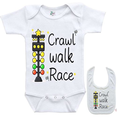 Crawl Walk Race - Car Racing Drag F1 outdoor sports Baby bodysuit onesie & blb
