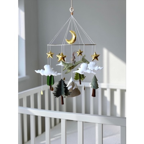 Dragon Baby Mobile – Fantasy Felt Nursery Decor