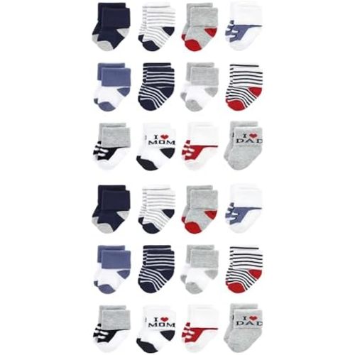 Hudson Baby Unisex Baby Cotton Rich Baby Terry Socks 24-Pack
