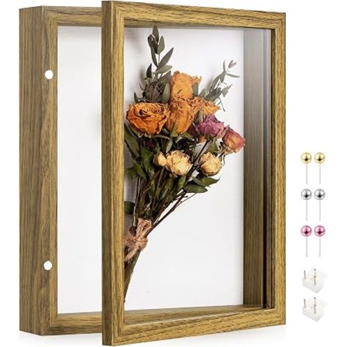 8x10 Brown Deep Shadow Box Picture Frame with HD Clear Glass