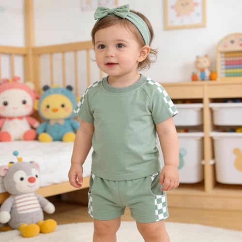 AMAWMW Infant Baby Girl Clothes Long Sleeve Loose Sweatshirts Pockets Pants Headband Outfits Fall Winter Spring Gift