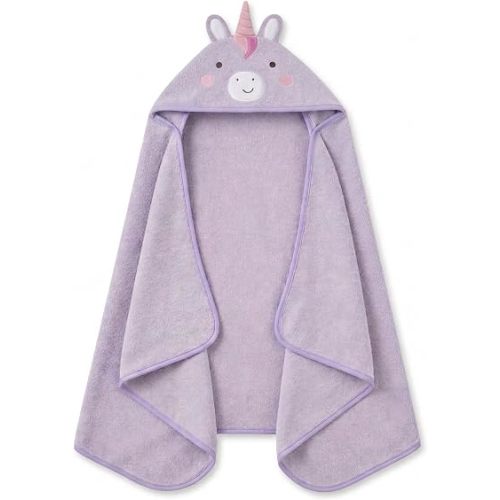 Delta Children Kids Hooded Bath Towel with Pockets - Super Soft and Absorbent- Great Gift for Boys and Girls, Light Purple Unicorn