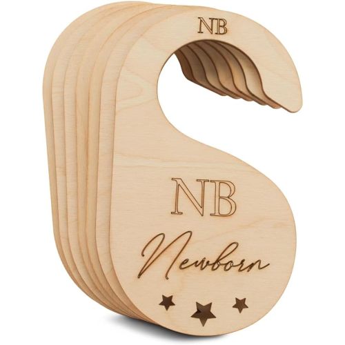 Baby Closet Dividers, Set of 7 Baby Clothes Organizer, Wooden Baby Closet Organizer for Nursery, Size Newborn to Toddler, Baby Clothes Dividers for Closet Hanging on Standard Rod