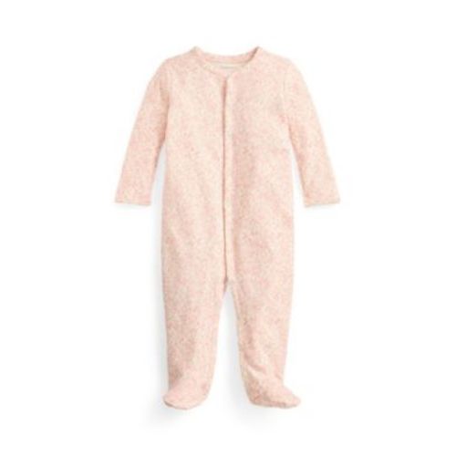 Baby Girls' Strawberry Printed Round Neck Footed Coverall