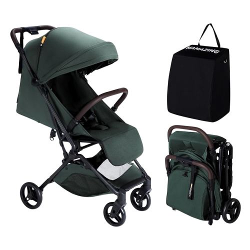 Lightweight Baby Travel Stroller with Carbor Fiber Frame, Compact & Airplane-Friendly, One-Handed Folding Design, 11.6 lbs, Perfect for Toddlers, Green