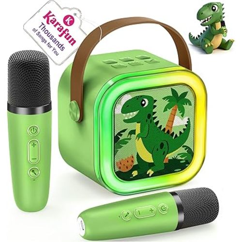 Mini Karaoke Machine for Kids, 2026 TOP Toys Birthday Gifts Ideas for Girls Ages 4, 5, 6, 7, 8, 9, 10, 12+ Years Old, Portable MP3 Player with 2 Wireless Mics for Family Home Party
