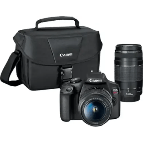 Canon - EOS Rebel T7 DSLR Video Two Lens Kit with EF-S 18-55mm and EF 75-300mm Lenses - Black