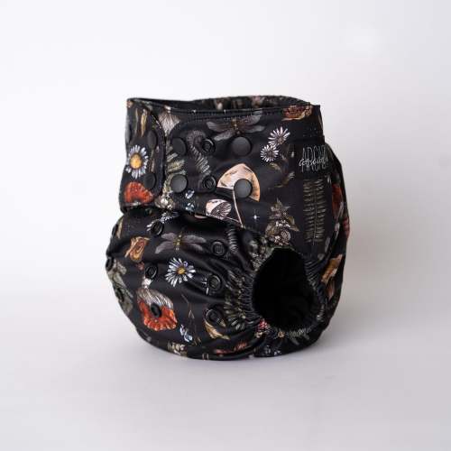 Midnight Flora Pocket Cloth Diaper V2 (Blackout) | Dark Cottagecore – Arcadia's Nursery