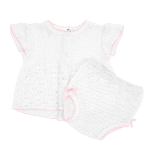 Paty Knit Flutter Sleeve Diaper Set with Bows - PatyInc