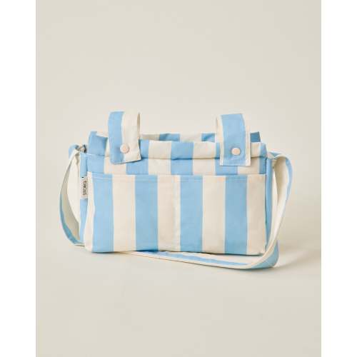 Universal Baby Stroller Organizer Bag Converts To Crossbody | Blue Wide Stripe - Storq by Kindred Bravely