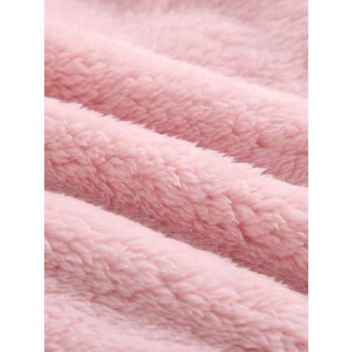 1pc Baby Girl Cute Casual Plush Ear Decor Kangaroo Pocket Warm Fleece Zip Up Jacket, Autumn/Winter | SHEIN USA