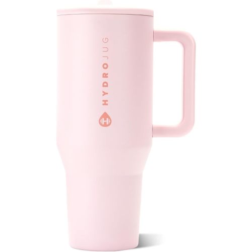 HydroJug Traveler 40oz, Insulated Tumbler with Handle & Straw, Pink Sand