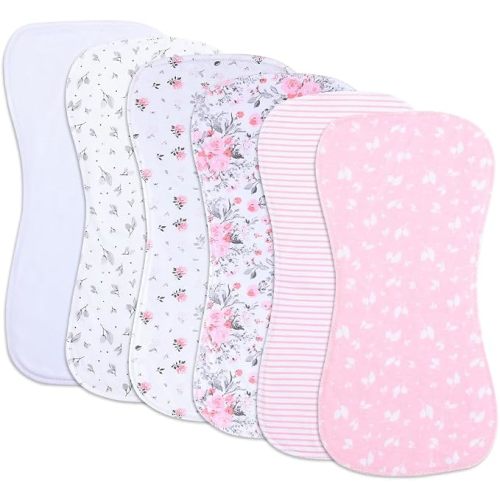 6 Pack Cotton Baby Burp Cloths Extra Absorbent Soft for Baby Boys and Girls