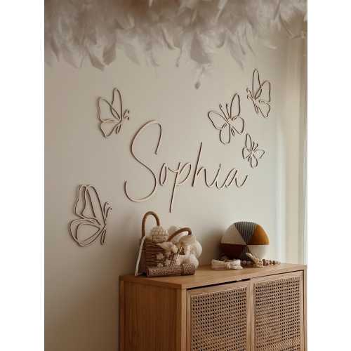 Personalized Wooden Name Sign with Butterflies – Custom Kids Room Wall Decor – Nursery Name Plaque – Baby Shower Gift