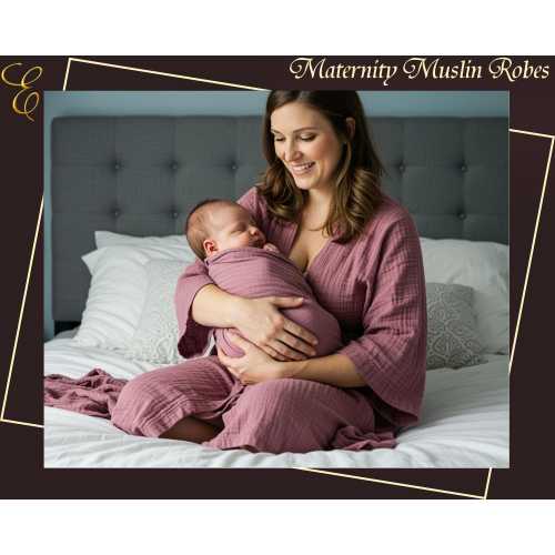 Cotton Maternity Robe Muslin Mom to be Robe Cozy Pregnancy & Nursing Robe for Women Baby Shower Maternity Gifts Hospital Gown Free Swaddle