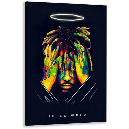 InfuzeArts j Pop uice Wrld Rapper Singer Album Cover ana Poster Music Posters For Room Aesthetic Canvas Wall Art Living Room Bedroom wall decor 12x18inch Framed, style-2