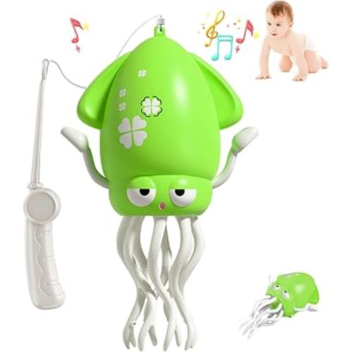 Baby Dancing Squid Toy, Electric Crawling Octopus Tummy Time Toy, Rechargeable Magic Dancing Music Squid Baby Toys for 3 4 5 Year Old Kids Boy Girl Birthday Gifts Christmas Stocking Stuffers