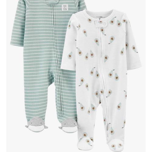 Simple Joys by Carter's unisex-baby 2-way Zip Thermal Footed Sleep and Play, Pack of 2