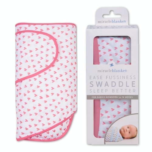 Miracle Blanket Swaddle Wrap - Boy, Girl, or Neutral Receiving Baby Blanket - Soft, Wearable Sleep Sack Essential for Newborns and Infants (Coral Hearts)
