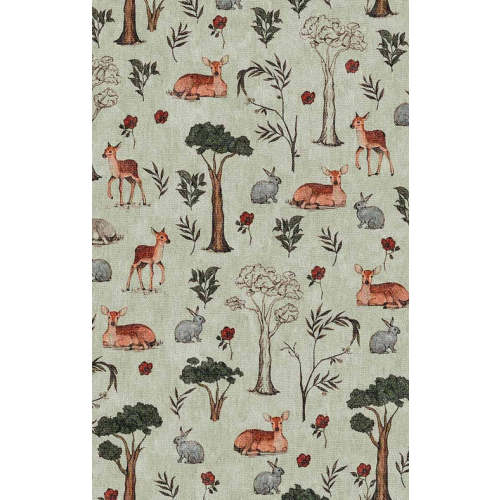 Woodland Friends Novelty & Figurative Green Washable Rug | JUSTRUG