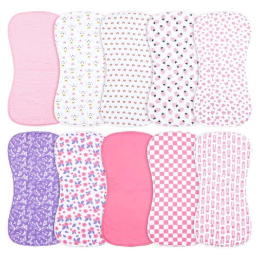 Baby Burp Cloths for Boys and Girls, Soft Absorbent Full Coverage, Animal Prints, 10-Pack