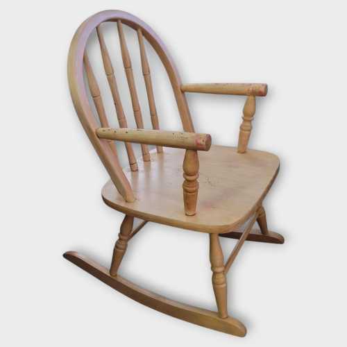 Windsor Style Childs Kids Wooden Rocker Children Wood Rocking Chair 28"