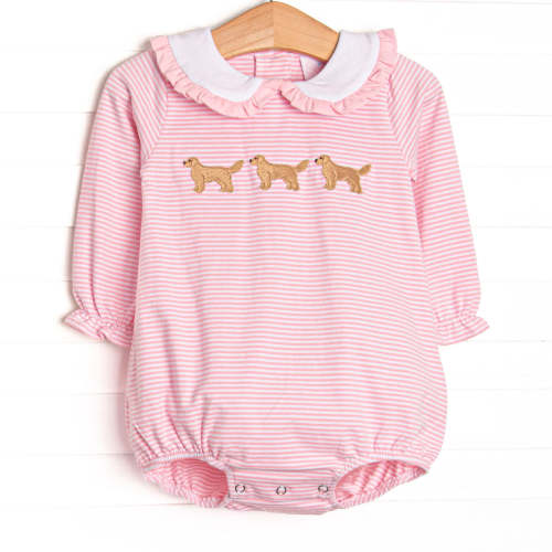 Golden Days Embroidered Bubble, Pink Stripe – Stitchy Fish