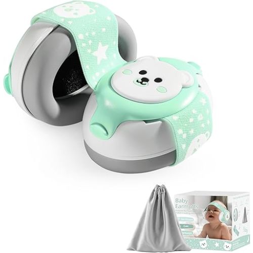 Baby Earmuffs,Bear Infant Headphones Noise Cancelling Infant Ear Protection with Adjustable Headband Baby Sound Proof Headphones,Baby Travel Essentials for Travel/Sleep/Plane/Noisy Event