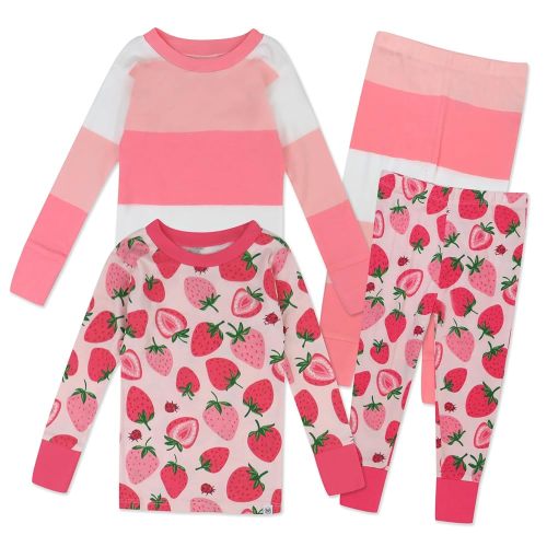 HonestBaby 4 Piece Pajamas Sleepwear Pjs 100% Organic Cotton for Infant Baby and Toddler Boys, Girls, Unisex