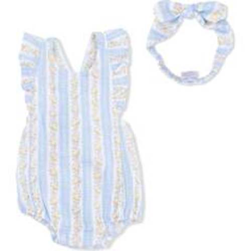 Odalys Floral Stripe, Sunsuit & Headband - Angel Dear Rompers | Maisonette