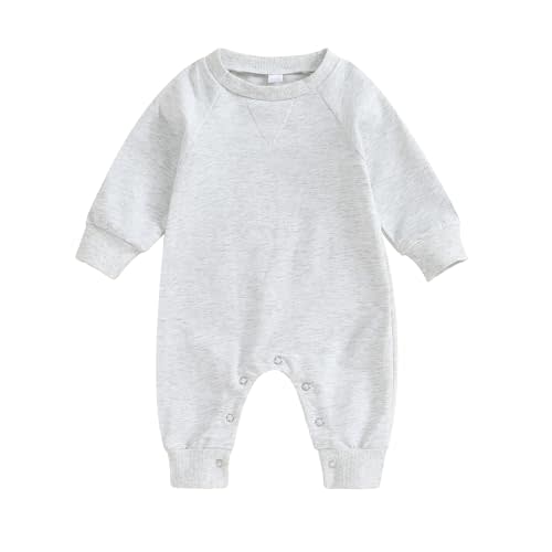 Newborn Infant Baby Boy Girl Clothes Solid Color Long Sleeve Romper Jumpsuit One Piece Bodysuit Fall Winter Outfit
