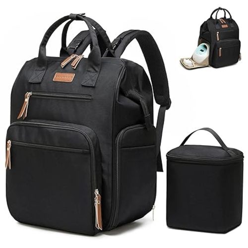 Qualyphant Extra Large Breast Pump Bag with Cooler Bag | Fit for Spectra S1 S2 Momcozy Medela | Pumping Bags for Work Moms | Dual-Deck Design & Convertible | Diaper Backpack for Travel, Black