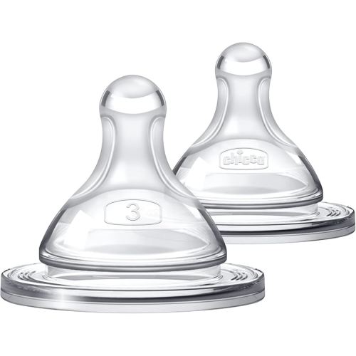 Chicco Duo 100% Silicone Intui-Latch Baby Bottle Nipple with Anti-Colic Valve, Skin-Like Texture and Breast-Like Flow, Stage 3, Fast Flow, 2 Count, 6+ Months (Pack of 6)