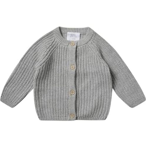Stellou & friends 100% Cotton Chunky Ribbed Knitted Cardigan for Boys & Girls Ages 0-6 Years
