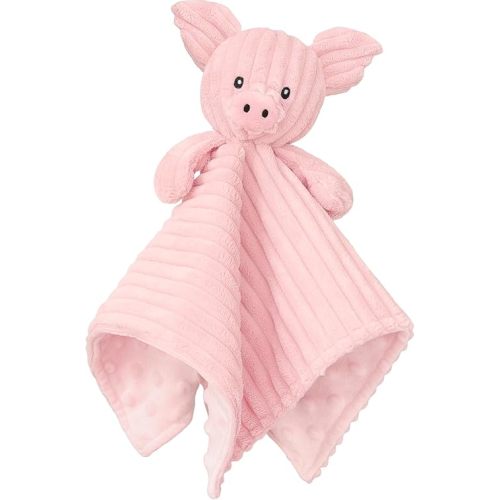 Baby Security Blanket, Soft Pig Lovey Blanket, Baby Snuggle Toy Newborn Stuffed Animals Shower Gifts for Boys and Girls, Pink 15 Inch