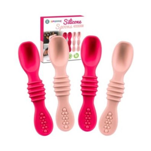 Silicone Baby Spoons for Baby Led Weaning 4-Pack, First Stage Baby Feeding Spoon Set Gum Friendly BPA Lead Phthalate and Plastic Free, Great Gift Set