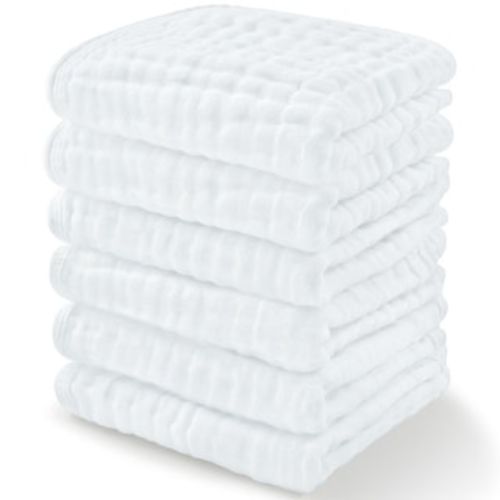 Muslin Baby Washcloths, Soft 10"x10" Cotton by Comfy Cubs
