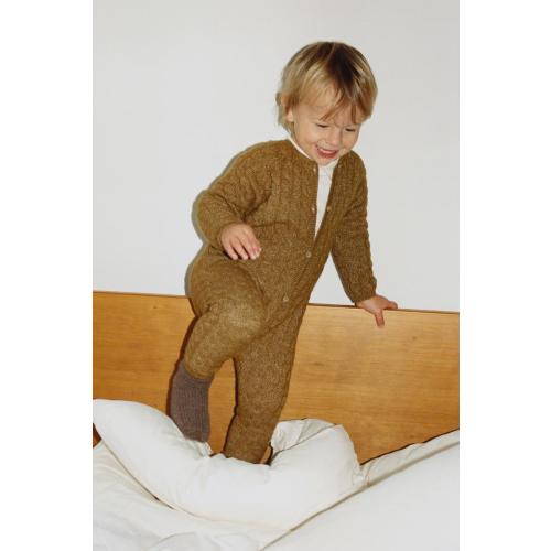 CABLE KNIT LONG JUMPSUIT - Ocher | ZARA Canada