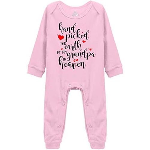 Hand Picked for Earth by My Grandpa in Heaven Newborn Organic Bodysuit Short Sleeve Romper