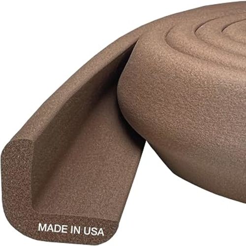 Kidkusion Baby Proof Edge Guards for Safety | Made in the USA | 24 Feet | Brown | Edge Protectors for Furniture, Tables, Fireplaces | Heavy Duty Tape Included
