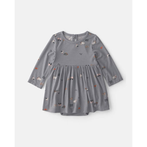 Baby Girl Halloween PurelySoft™ Long-Sleeve Bodysuit Dress - Grey | Carter's