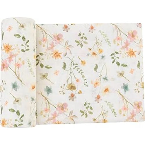 LifeTree Baby Swaddle Blankets, Muslin Swaddle Blankets Boys Girls Swaddling Wrap Receiving Blanket for Newborn, 70% Viscose Bamboo and 30% Cotton, Large 47" x 47", WildFloral Pattern