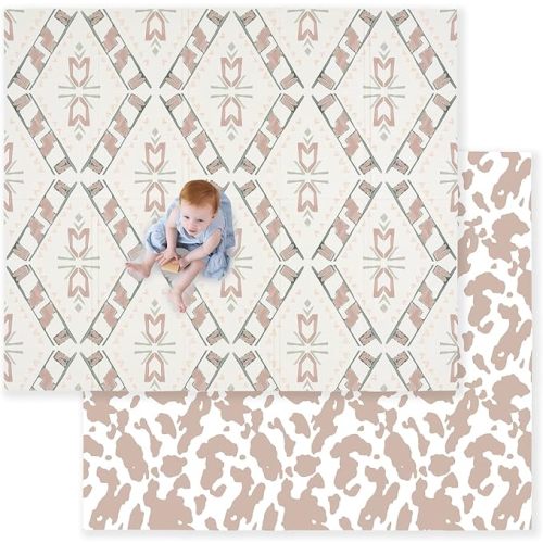 JumpOff Jo Foldable Foam Play Mat – Large Waterproof Baby & Toddler Activity Floor Mat, Double-Sided 70 x 59 Inch Play Surface