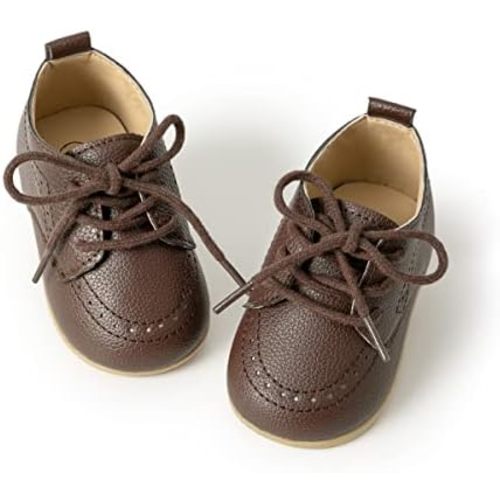 ohsofy Infant Baby Boy Oxford Shoes PU Leather Loafers Rubber and Soft Sole Wedding Dress Shoes Toddler Girl Baby Walking Shoes