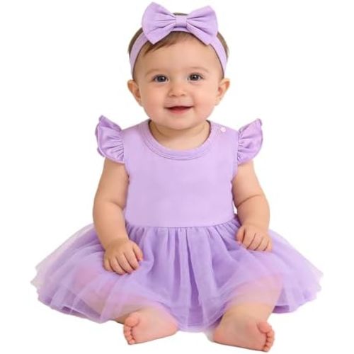 Magic Park 0-18M Infant Bodysuit Tutu Dress Baby Girl Romper Dress Toddler Solid Color Tulle Skirt Baptism Holidays Outfits